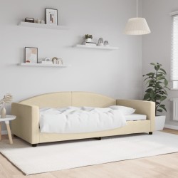Lit de repos crème 100x200 cm tissu 