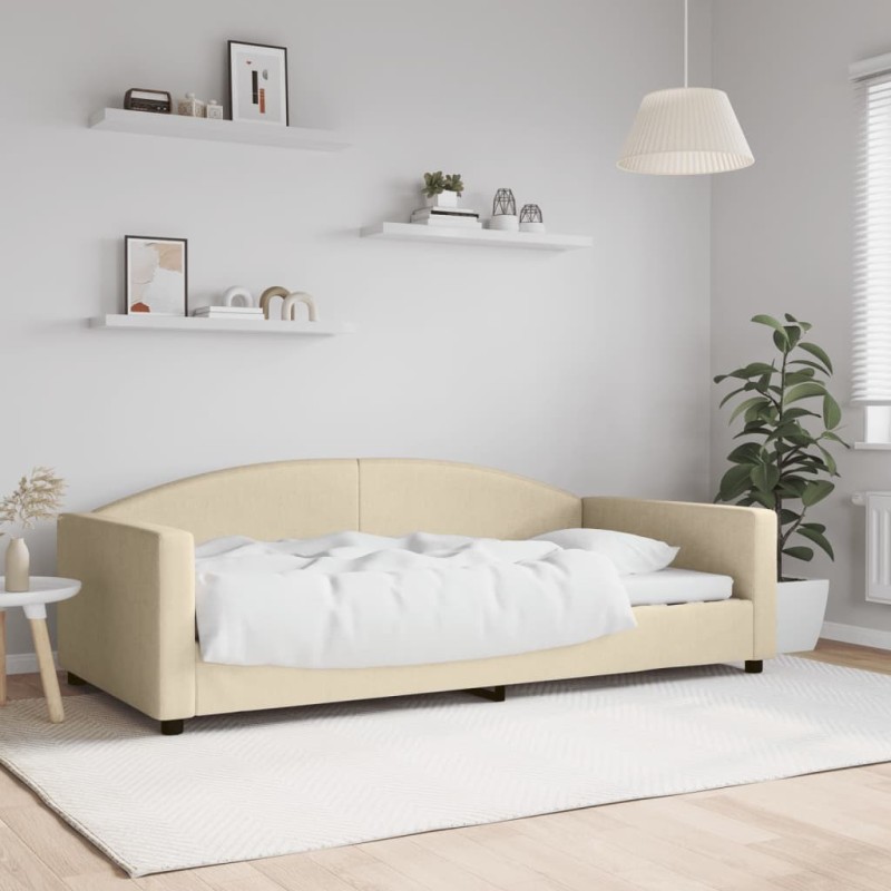 Lit de repos crème 100x200 cm tissu 