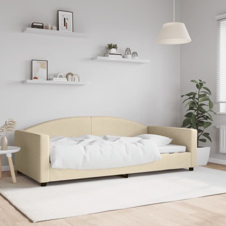 Lit de repos crème 100x200 cm tissu 