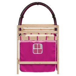 Lit mezzanine enfants avec tunnel sans matelas rose 90x190 cm 