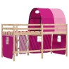 Lit mezzanine enfants avec tunnel sans matelas rose 90x190 cm 