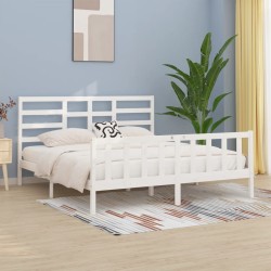 Cadre de lit sans matelas blanc 180x200 cm bois massif 