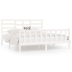 Cadre de lit sans matelas blanc 180x200 cm bois massif 