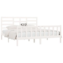 Cadre de lit sans matelas blanc 180x200 cm bois massif 