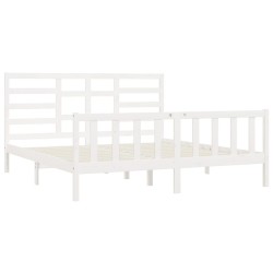 Cadre de lit sans matelas blanc 180x200 cm bois massif 