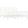Cadre de lit sans matelas blanc 180x200 cm bois massif 