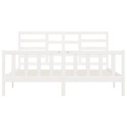 Cadre de lit sans matelas blanc 180x200 cm bois massif 