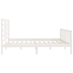 Cadre de lit sans matelas blanc 180x200 cm bois massif 