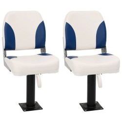 Ensemble de sièges de bateau pliables 4 pcs bleu et blanc 