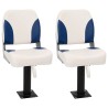 Ensemble de sièges de bateau pliables 4 pcs bleu et blanc 