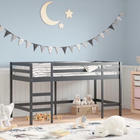 Lit mezzanine d'enfants sans matelas avec échelle noir 90x190cm 
