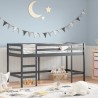 Lit mezzanine d'enfants sans matelas avec échelle noir 90x190cm 