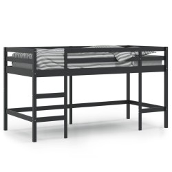 Lit mezzanine d'enfants sans matelas avec échelle noir 90x190cm 