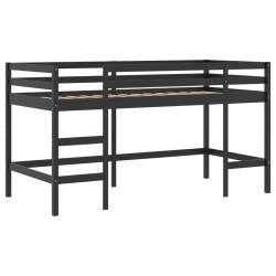 Lit mezzanine d'enfants sans matelas avec échelle noir 90x190cm 