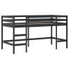 Lit mezzanine d'enfants sans matelas avec échelle noir 90x190cm 