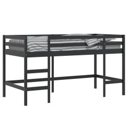 Lit mezzanine d'enfants sans matelas avec échelle noir 90x190cm 