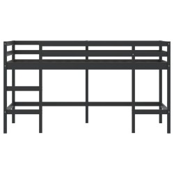 Lit mezzanine d'enfants sans matelas avec échelle noir 90x190cm 