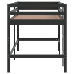 Lit mezzanine d'enfants sans matelas avec échelle noir 90x190cm 