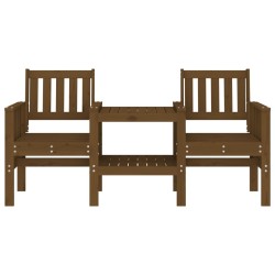 Banc de jardin avec table 2 places brun miel bois massif de pin 