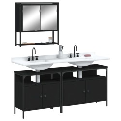 Ensemble de meubles salle de bain 3 pcs noir bois d'ingénierie 