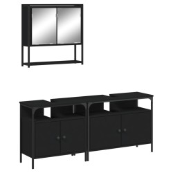 Ensemble de meubles salle de bain 3 pcs noir bois d'ingénierie 