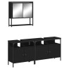 Ensemble de meubles salle de bain 3 pcs noir bois d'ingénierie 