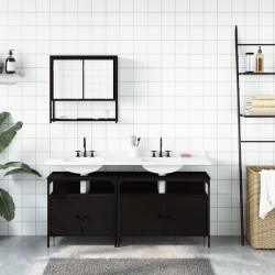 Ensemble de meubles salle de bain 3 pcs noir bois d'ingénierie 