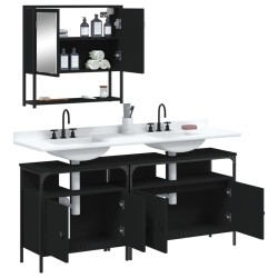 Ensemble de meubles salle de bain 3 pcs noir bois d'ingénierie 