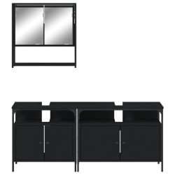 Ensemble de meubles salle de bain 3 pcs noir bois d'ingénierie 