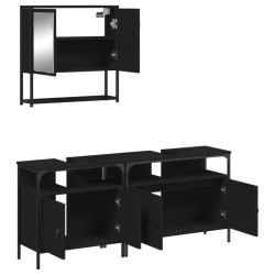 Ensemble de meubles salle de bain 3 pcs noir bois d'ingénierie 