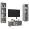 Ensemble de meuble TV 3 pcs Gris béton Bois d'ingénierie 