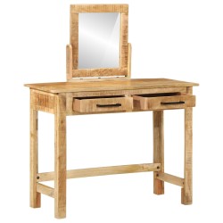 Table de coiffeuse avec miroir en bois massif de manguier brut 