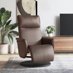 Fauteuil inclinable avec repose-pieds marron similicuir 