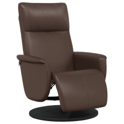 Fauteuil inclinable avec repose-pieds marron similicuir 
