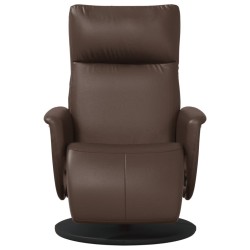 Fauteuil inclinable avec repose-pieds marron similicuir 