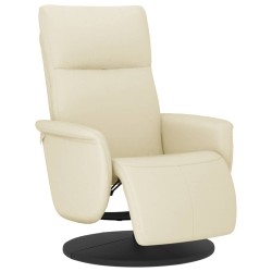 Fauteuil inclinable avec repose-pieds crème similicuir  