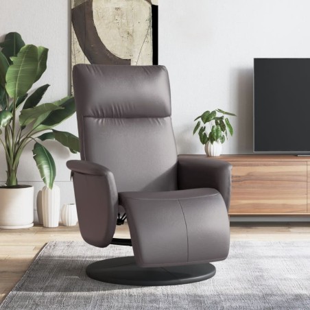 Fauteuil inclinable avec repose-pieds gris similicuir 