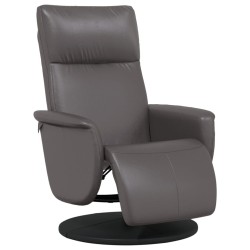 Fauteuil inclinable avec repose-pieds gris similicuir 