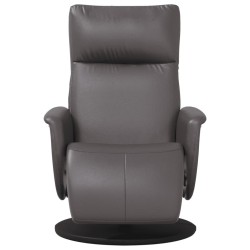 Fauteuil inclinable avec repose-pieds gris similicuir 