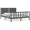 Cadre de lit sans matelas gris bois de pin massif 