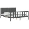 Cadre de lit sans matelas gris bois de pin massif 