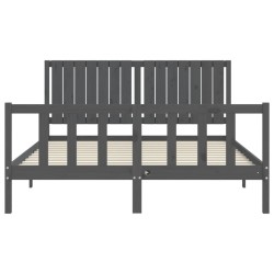 Cadre de lit sans matelas gris bois de pin massif 