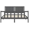 Cadre de lit sans matelas gris bois de pin massif 