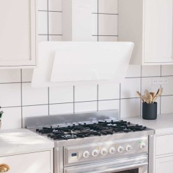 Hotte murale 90 cm Acier inoxydable et verre trempé Blanc 