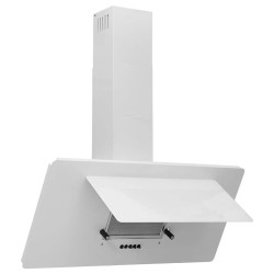 Hotte murale 90 cm Acier inoxydable et verre trempé Blanc 