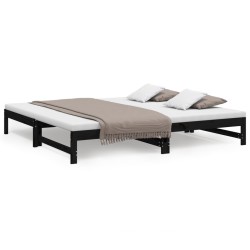 Lit coulissant sans matelas noir 2x(100x200) cm 