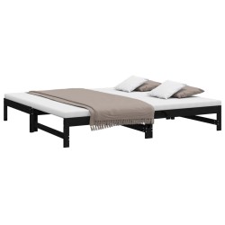 Lit coulissant sans matelas noir 2x(100x200) cm 