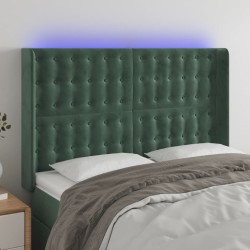 Tête de lit à LED Vert foncé 147x16x118/128 cm Velours 