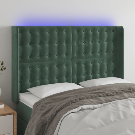 Tête de lit à LED Vert foncé 147x16x118/128 cm Velours 