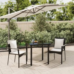 Ensemble à manger de jardin avec coussins 3 pcs Noir 